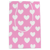 Sac Cadeau Moyen Coeurs de polka blanc sur Cotton Candy rose (Devant)