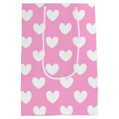 Sac Cadeau Moyen Coeurs de polka blanc sur Cotton Candy rose (Dos)