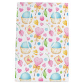 Sac Cadeau Moyen Coeurs et cupcakes Motif d'aquarelle (Dos)