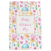 Sac Cadeau Moyen Coeurs et Cupcakes Motif d'aquarelle Valentine's (Devant)