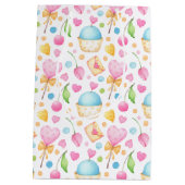 Sac Cadeau Moyen Coeurs et Cupcakes Motif d'aquarelle Valentine's (Dos)