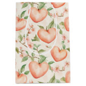 Sac Cadeau Moyen Cœurs Fleurs Jolies de Mint Pêche (Devant)