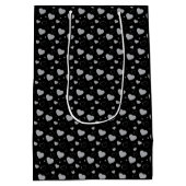 Sac Cadeau Moyen Coeurs gris brillant mignon motif romantique (Dos)