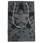 Sac Cadeau Moyen Coeurs Gris Foncé Et Noir (Devant)