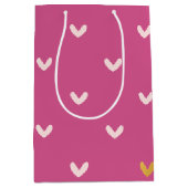 Sac Cadeau Moyen Coeurs or rose chic Anniversaire (Devant)