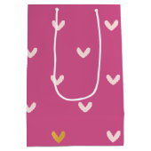 Sac Cadeau Moyen Coeurs or rose chic Anniversaire (Dos)