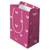 Sac Cadeau Moyen Coeurs or rose chic Anniversaire (Dos Angle)