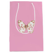 Sac Cadeau Moyen Coeurs papillon rose fille Anniversaire (Devant)