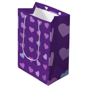 SAC CADEAU MOYEN COEURS PASTEL PURPLE