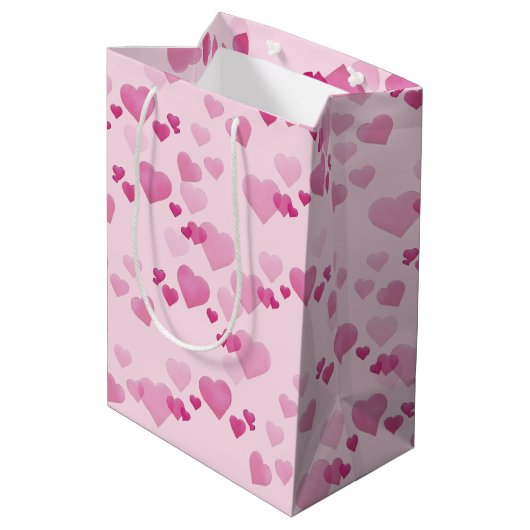 Sac Cadeau Moyen Cœurs roses (Dos Angle)