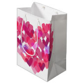 Sac Cadeau Moyen Coeurs roses (Devant Angle)