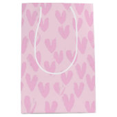 Sac Cadeau Moyen Cœurs roses sur fond rose (Devant)