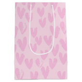 Sac Cadeau Moyen Cœurs roses sur fond rose (Dos)