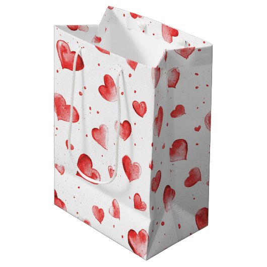 Sac Cadeau Moyen Coeurs rouges (Devant Angle)