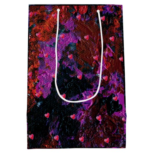 Sac Cadeau Moyen Coeurs rouges chauds (Dos)