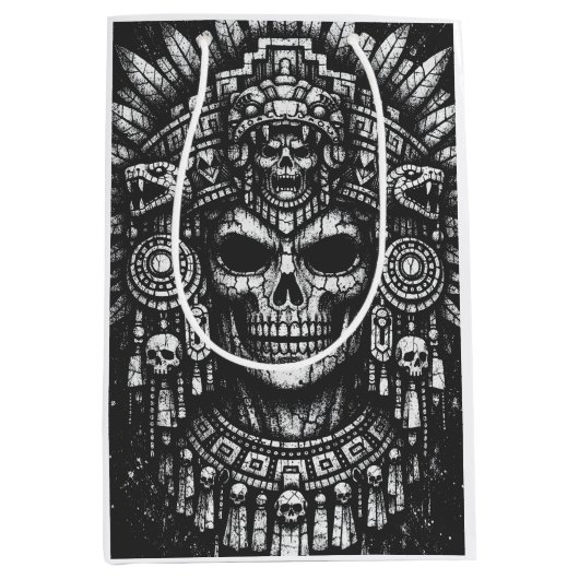 Sac Cadeau Moyen Coiffe de crâne aztèque par BurnsInHell (Devant)