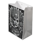 Sac Cadeau Moyen Coiffe de crâne aztèque par BurnsInHell (Dos Angle)