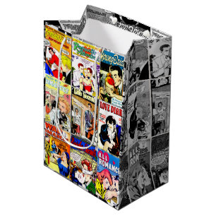 Sac Cadeau Moyen Collage de couverture de bande dessinée vintage Ro