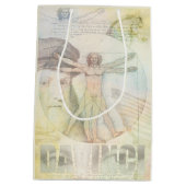 Sac Cadeau Moyen Collage d'homme de Léonard de Vinci Vitruvian (Dos)