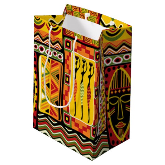 Sac Cadeau Moyen Collage d'impression couleur Motif africain (Dos Angle)