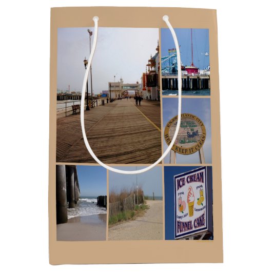 Sac Cadeau Moyen Collage photo de Atlantic City Beach (Devant)