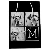 Sac Cadeau Moyen Collage photo tendance noir et blanc avec Monogram (Devant)