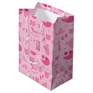 Sac Cadeau Moyen Collage rose bébé fille