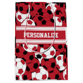 Sac Cadeau Moyen Collage rouge foncé de ballon de football (Devant)