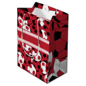 Sac Cadeau Moyen Collage rouge foncé de ballon de football (Dos Angle)