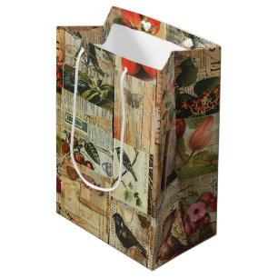 Sac Cadeau Moyen Collage rustique Vintage de journaux (4)