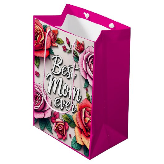 Sac Cadeau Moyen Collection Cadeau Floral Moderne (Devant Angle)