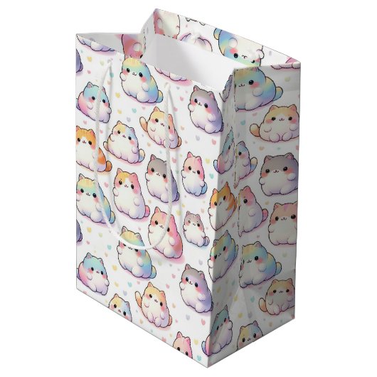 Sac Cadeau Moyen Collection Chubby Cartoon Chat Avec Coeurs (Dos Angle)