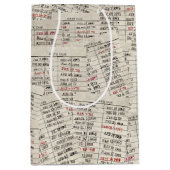 Sac Cadeau Moyen Collection de cartes de bibliothèque ancienne (Devant)