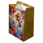 Sac Cadeau Moyen Collection de fées de Noël - Cheveux Brown rougeât (Devant Angle)