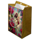 Sac Cadeau Moyen Collection de fées de Noël - Cheveux d'Auburn (Devant Angle)