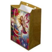 Sac Cadeau Moyen Collection de fées de Noël - Cheveux de gingembre (Devant Angle)