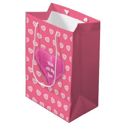 Sac Cadeau Moyen Collection de la Saint-Valentin rose moderne (Devant Angle)