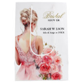 Sac Cadeau Moyen Collection de Mariage d'aquarelle Rose Floral (Dos)