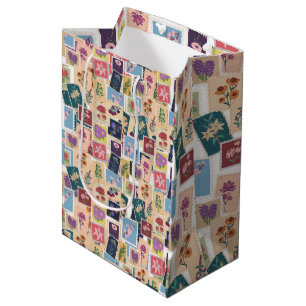Sac Cadeau Moyen Collection de timbres vintage, thème rétro