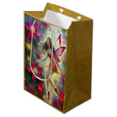 Sac Cadeau Moyen Collection Fée de Noël - Cheveux Brown foncés (Devant Angle)