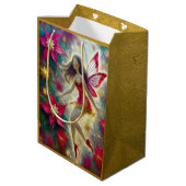 Sac Cadeau Moyen Collection Fée de Noël - Cheveux Brown foncés (Dos Angle)