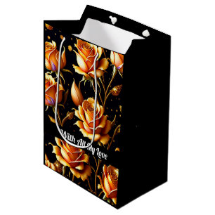 Sac Cadeau Moyen Collection Rose tendance de luxe Big Gold
