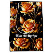 Sac Cadeau Moyen Collection Rose tendance de luxe Big Gold (Devant)