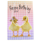 Sac Cadeau Moyen Colliers D'Anniversaire Sur Ginhgam (Devant)