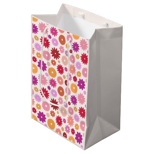 Sac Cadeau Moyen Colorful Blooms Pattern (Devant Angle)