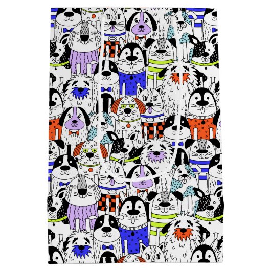 Sac Cadeau Moyen Colorful Dog Crowd Pattern (Dos)