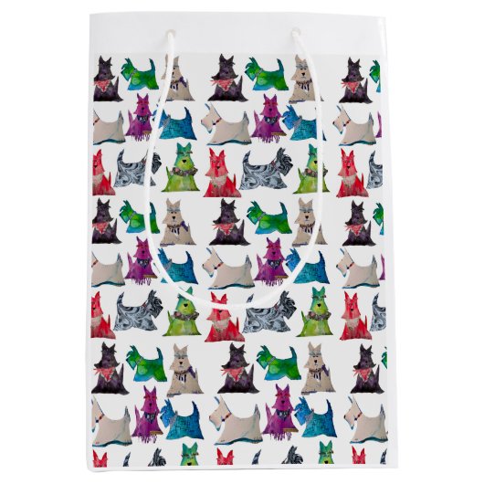 Sac Cadeau Moyen Colorful Scotties (Devant)