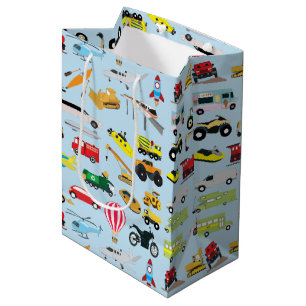 Sac Cadeau Moyen Colorful Transport & Véhicules Enfants Motif