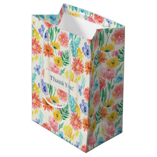 Sac Cadeau Moyen Colourful Watercolor Pastel Floral