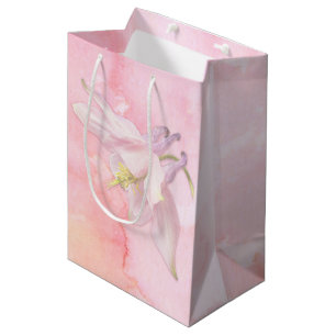 SAC CADEAU MOYEN COLUMBINE ROSE FLEURS D'EAU COULEUR SPLASH
